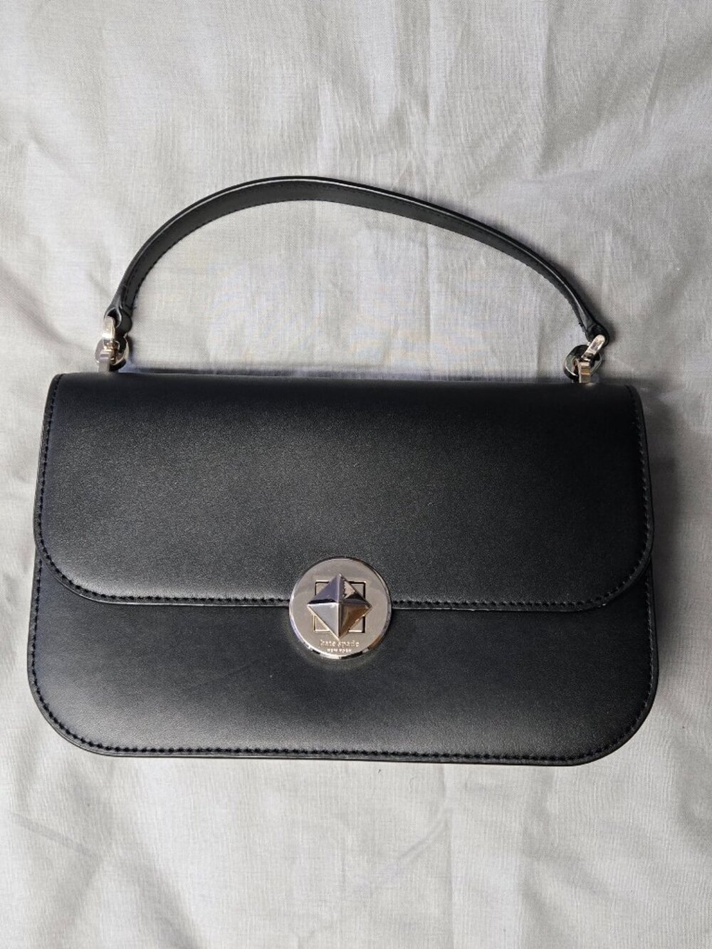 Kate Spade Audrey Flap Crossbody Smooth Leather Black Gold Women's Bag Purse